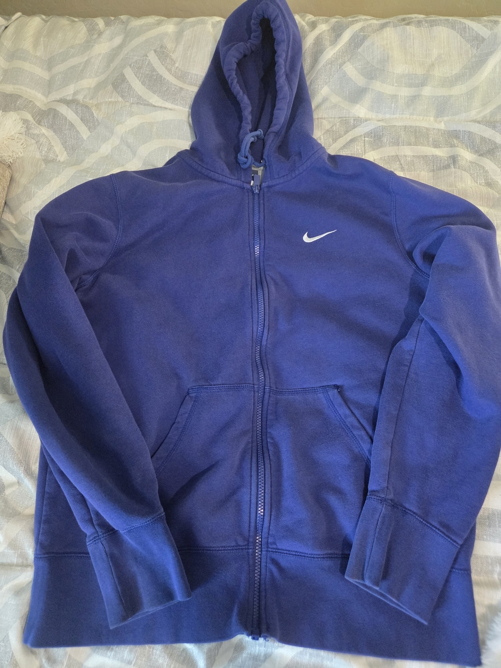 Nike Navy Purple Zip Hoodie with White Logo Tag